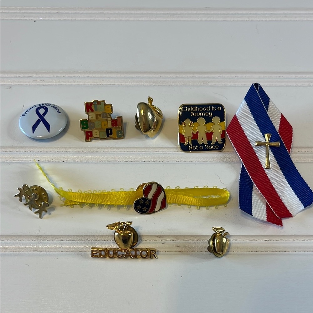 Vintage Teacher educator pin bundle 9 items